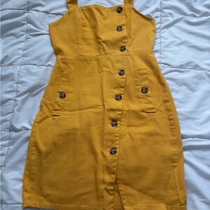 Forever 21 Mustard Yellow Button-Front Midi Dress